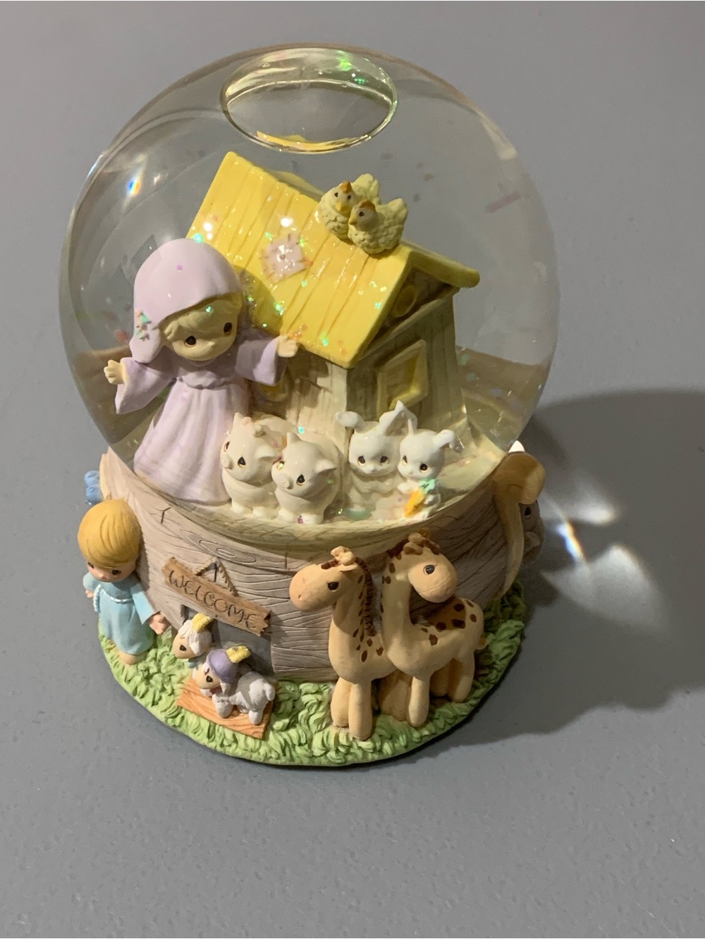 Enesco Pastel Yellow and Lavender Noah's Ark Snow Globe